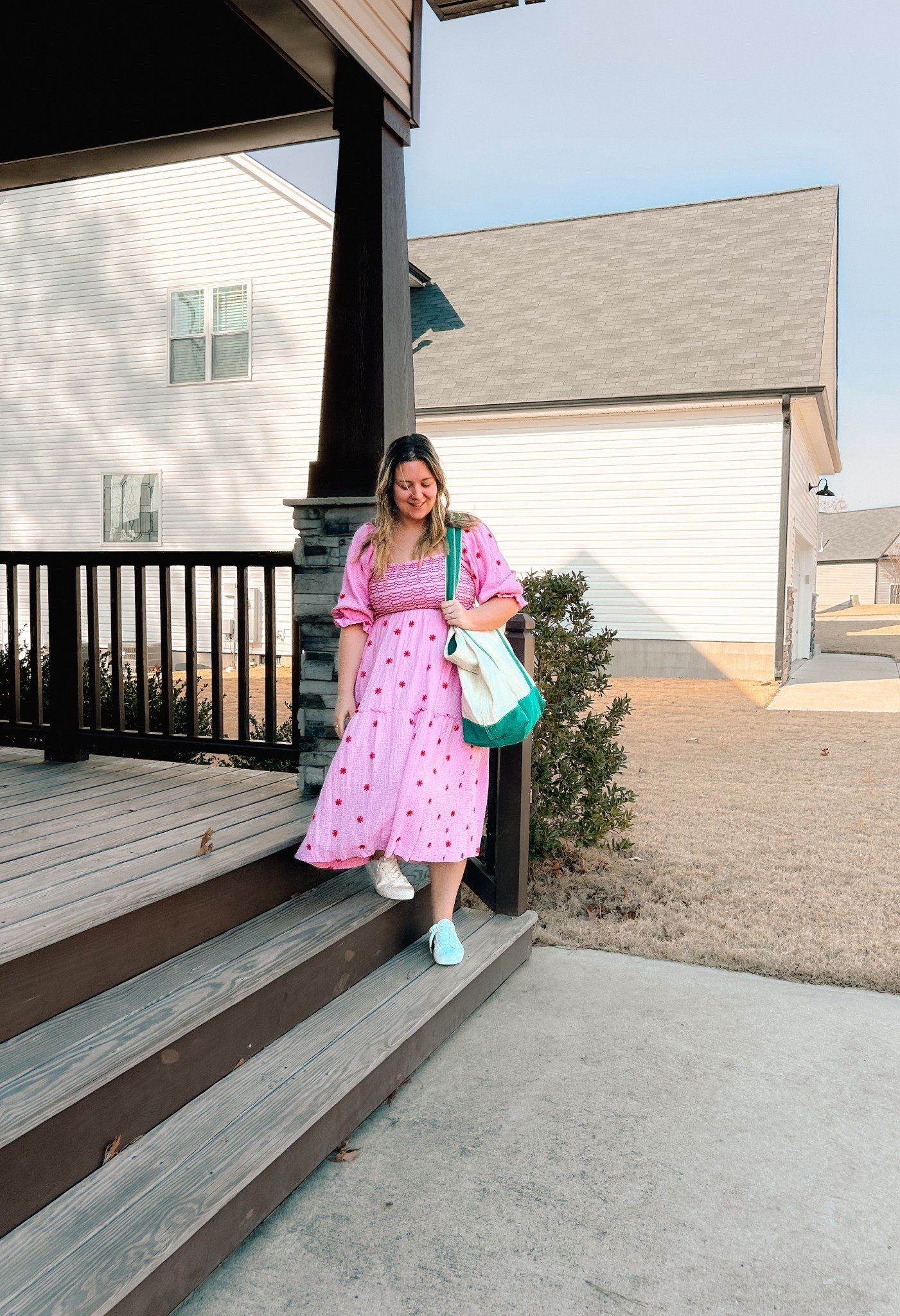 Running out the door and ready for a full day of life with my two girls 💗
This pink smocked dress is an easy yes — comfy, flattering, and gives that Free People look without trying too hard. Threw on my oversized Lands’ End tote (aka my mom  bag 😂). It fits everything we need for the day — snacks, extras, and all the just-in-case items — so we can get where we’re going and enjoy the day together.

#LTKmomlife #LTKdayinmylife #LTKgrwm