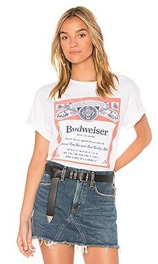 Junk Food Budweiser Label Tee in White from Revolve.com | Revolve Clothing (Global)