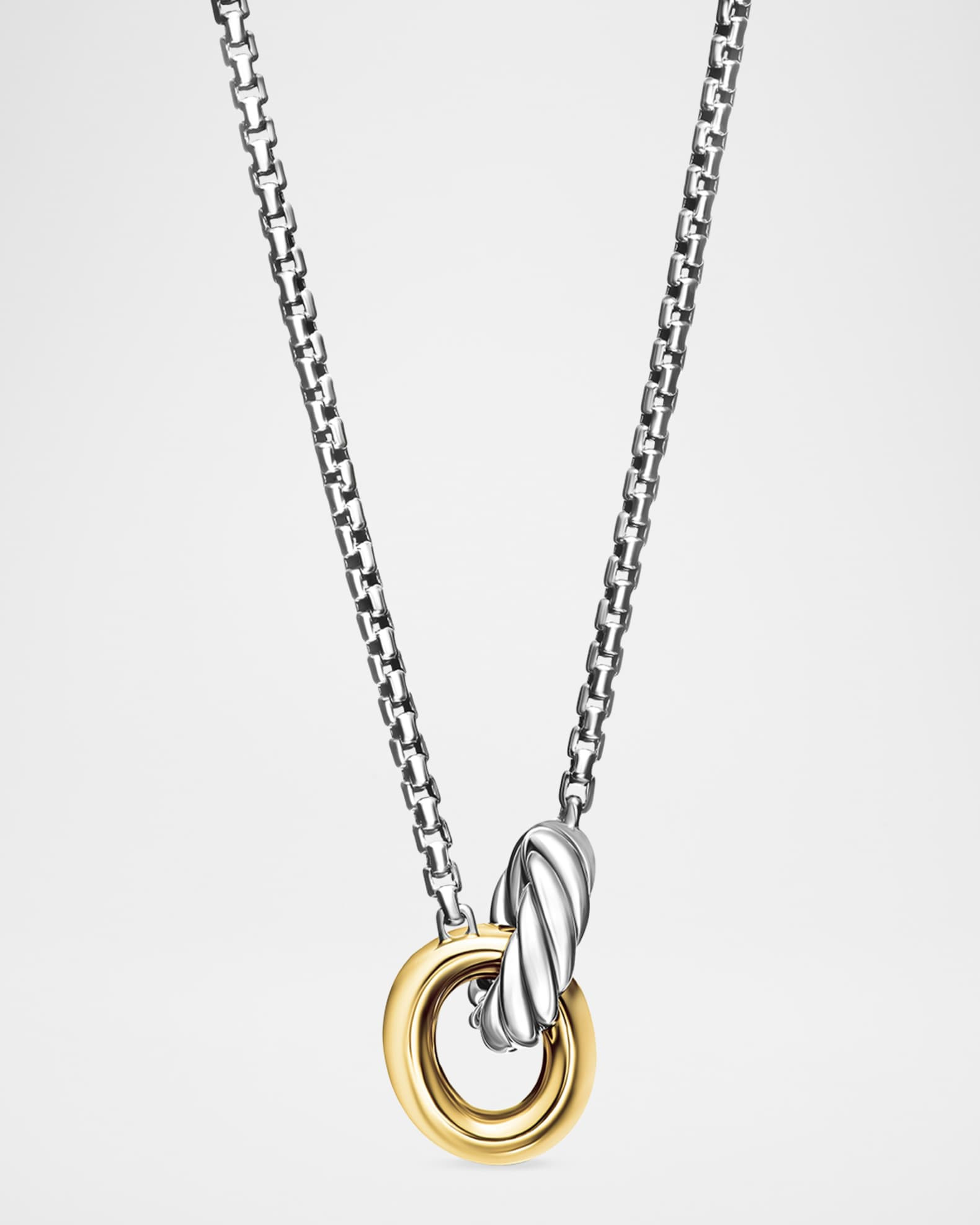 Petite Cable Linked Necklace in Silver and 14K Gold, 15-17"L | Neiman Marcus