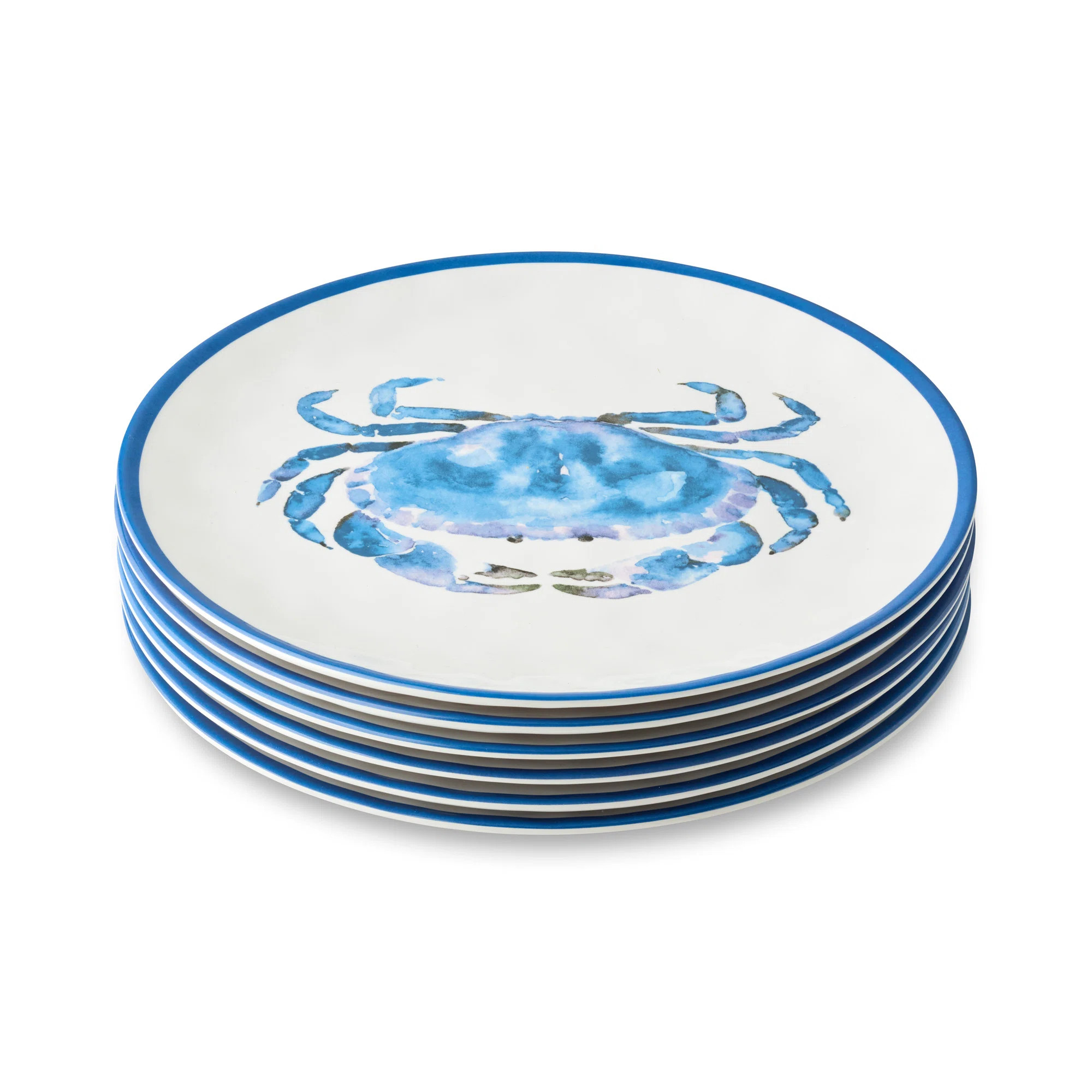 Dive Into Coastal Dining: Beach House Crab 11-Inch Melamine Dinner Plates – Set of 6, Vibrant N... | Wayfair North America