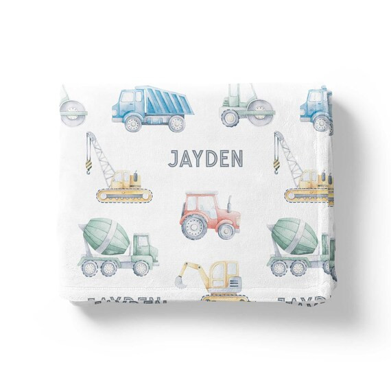 Personalized Boy Blanket Construction Trucks Blanket Custom - Etsy | Etsy (US)