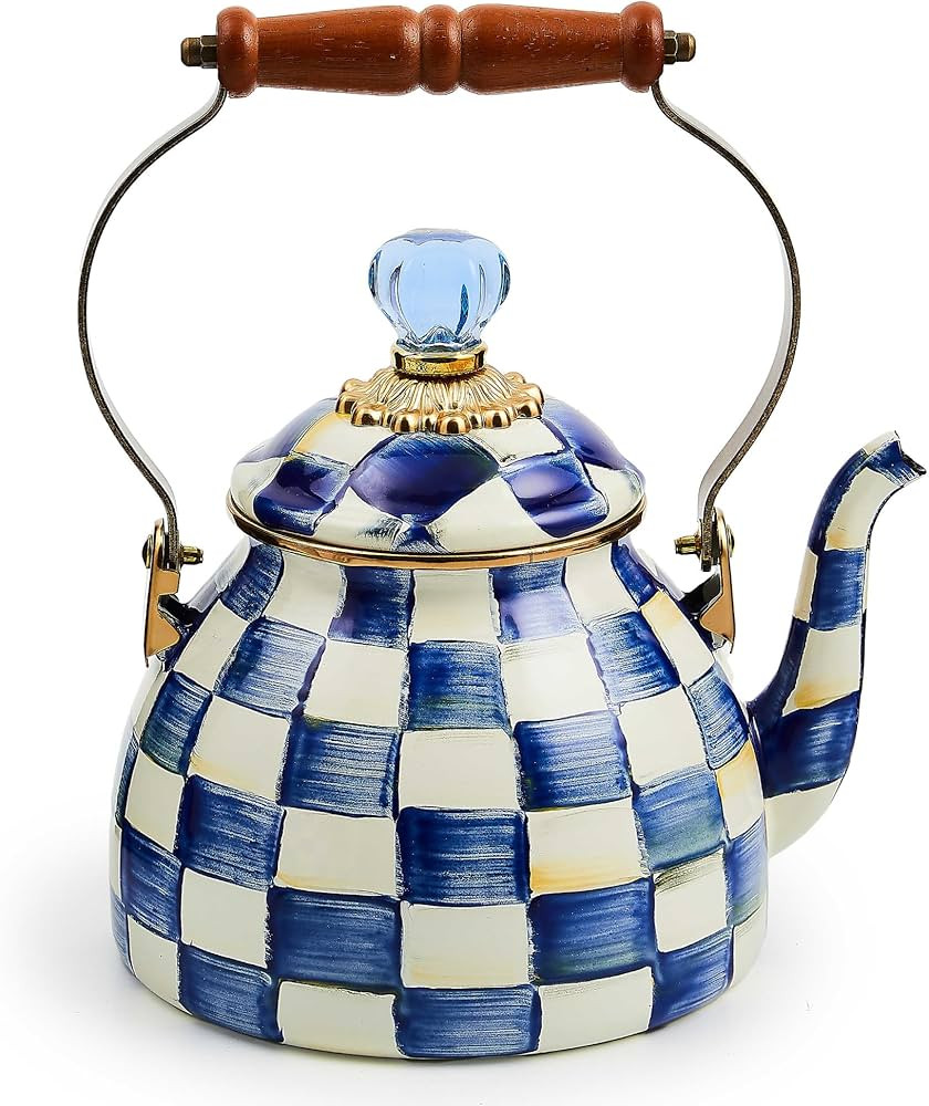 MACKENZIE-CHILDS Enamel Tea Kettle, Cute Kitchen Kettle for Stovetop, 2-Quart Capacity, Blue-and-... | Amazon (US)