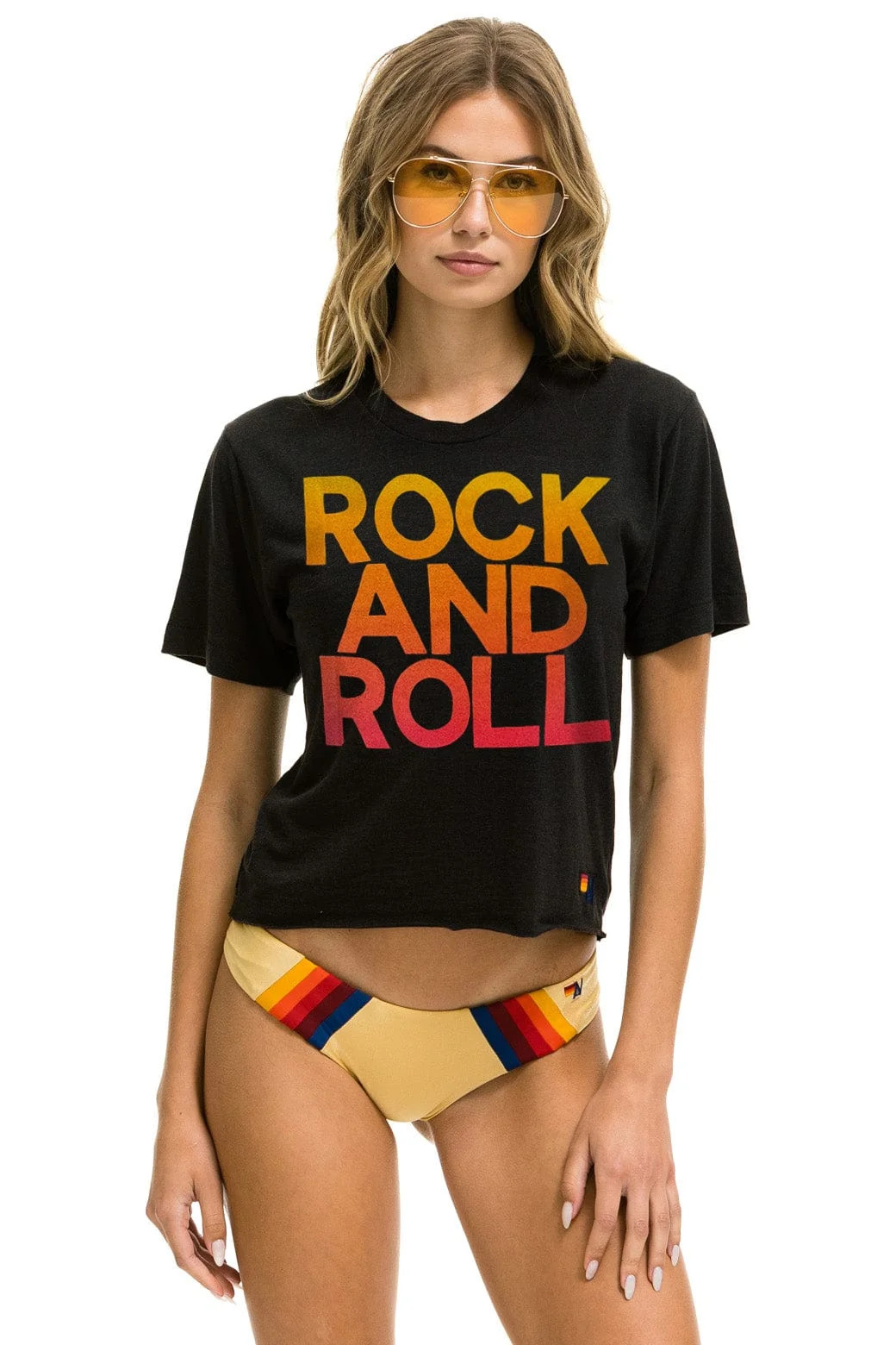 ROCK & ROLL FADE BOYFRIEND TEE - CHARCOAL | Aviator Nation