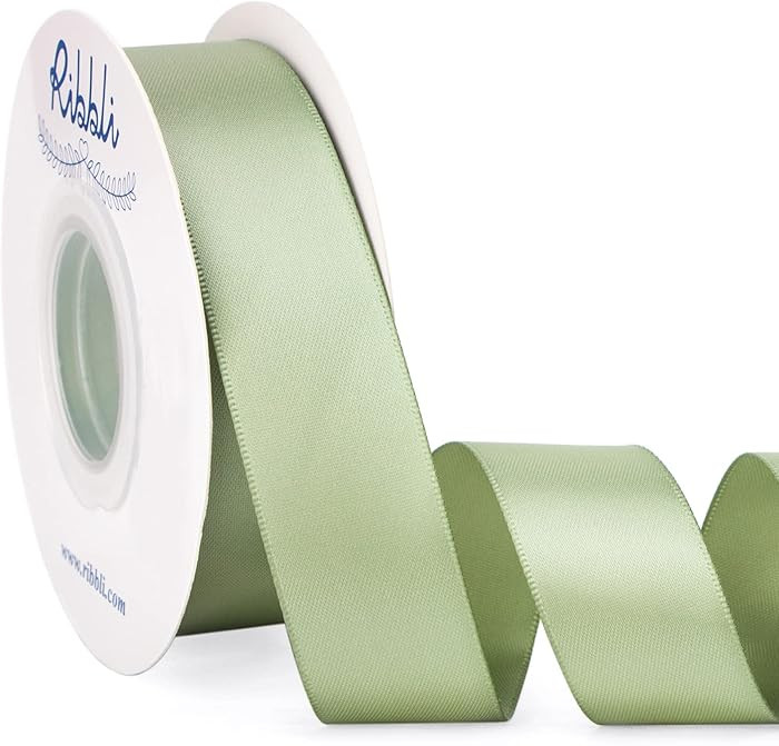 Ribbli Dusty Sage Satin Ribbon Double Faced Satin 1 Inch x Continuous 25 Yards-Sage Green Ribbon ... | Amazon (US)