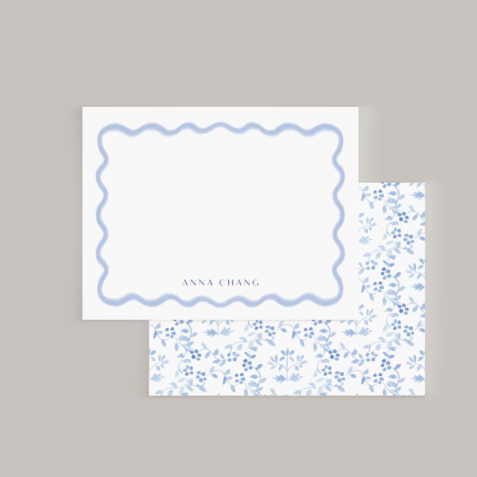 Wavy Scallop & Chinoiserie Personalized Notecard, Luxury Stationery Sets for Letter Writing, Prin... | Etsy (US)