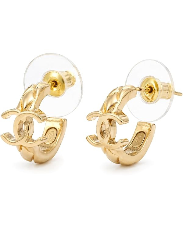 Gold Faceted Hoop Earrings for Women Polished Stud Fashion Jewelry Gift | Faceted gold-tone hoop ... | Amazon (US)