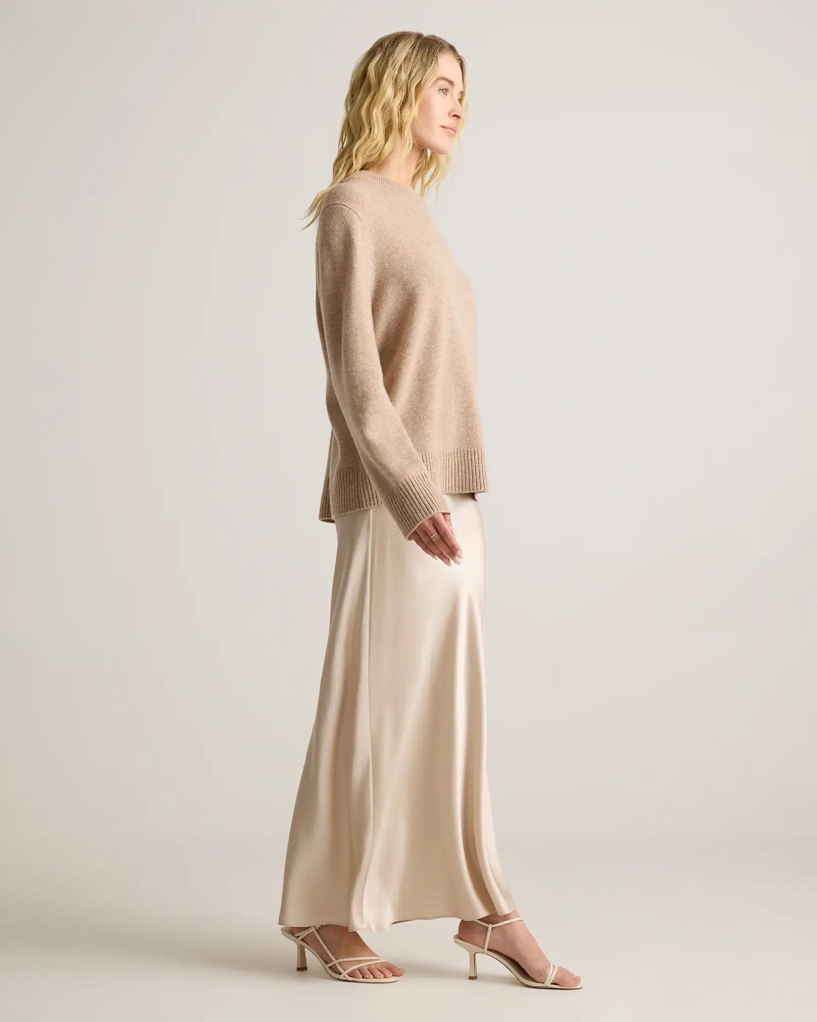 Mongolian Cashmere Oversized Crewneck Sweater in Oatmeal | Quince