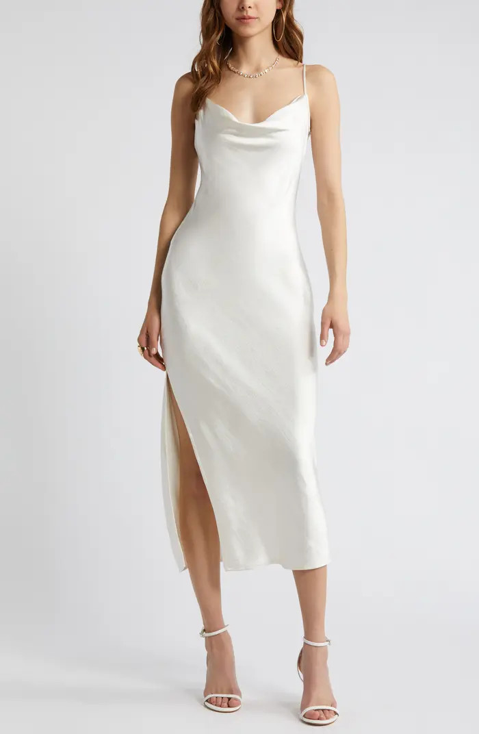 Open Edit Cowl Neck Satin Slipdress | Nordstrom | Nordstrom
