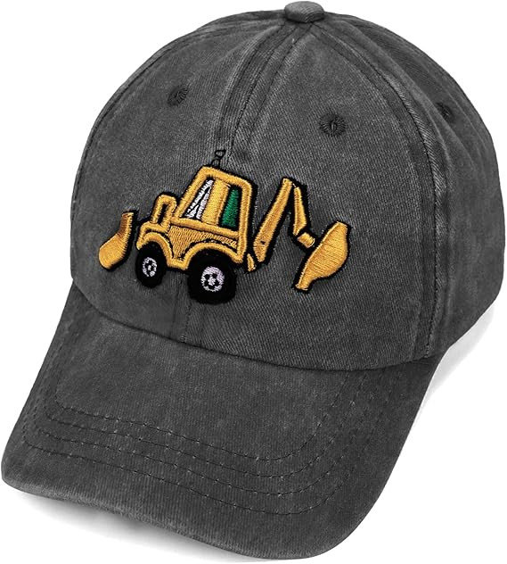 Cute Embroidery Excavator Toddler Kids Baseball Cap Adjustable Cotton Washed Vintage Dad Hat for ... | Amazon (US)
