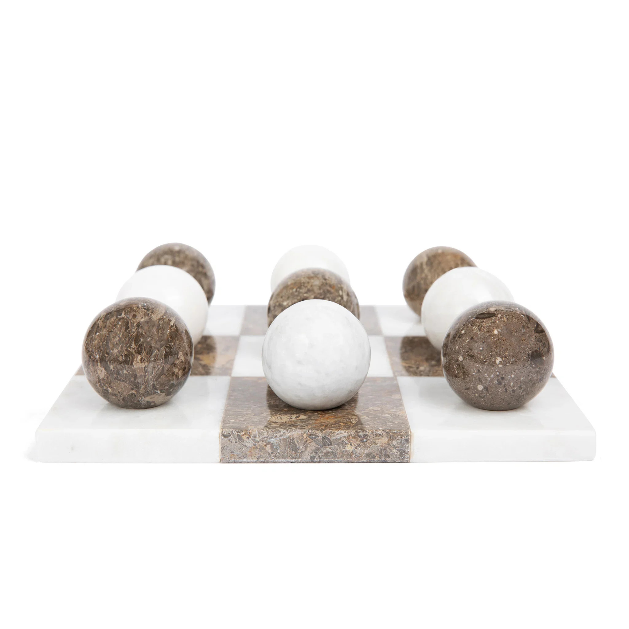 Italian Brown Marble Tic Tac Toe Set |  Round Marble Tic Tac Toe Game Set With Sphere Pieces | Co... | Wayfair North America