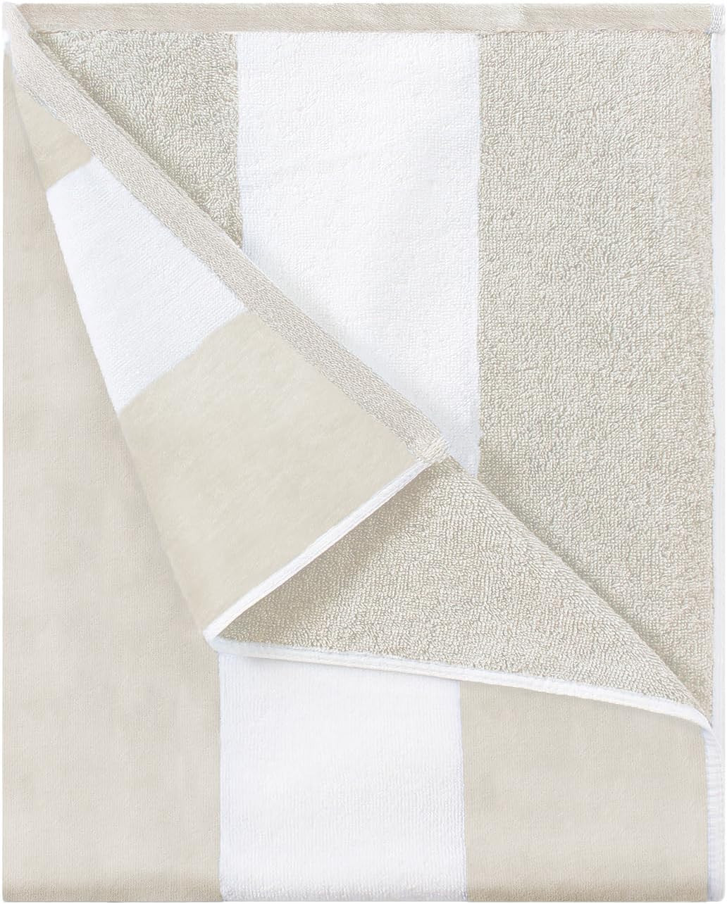 Cotton Oversized Beach Towel - Large 70 x 35 Inch Pool Towel, Chiffon Striped Quick Dry Swimming ... | Amazon (US)