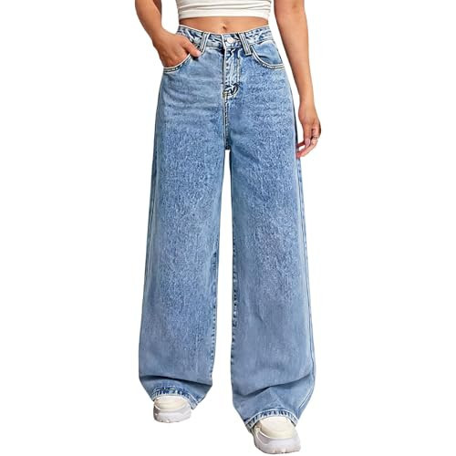 Women's High Waisted Straight Leg Jeans Stretchy Denim Pants | Amazon (US)