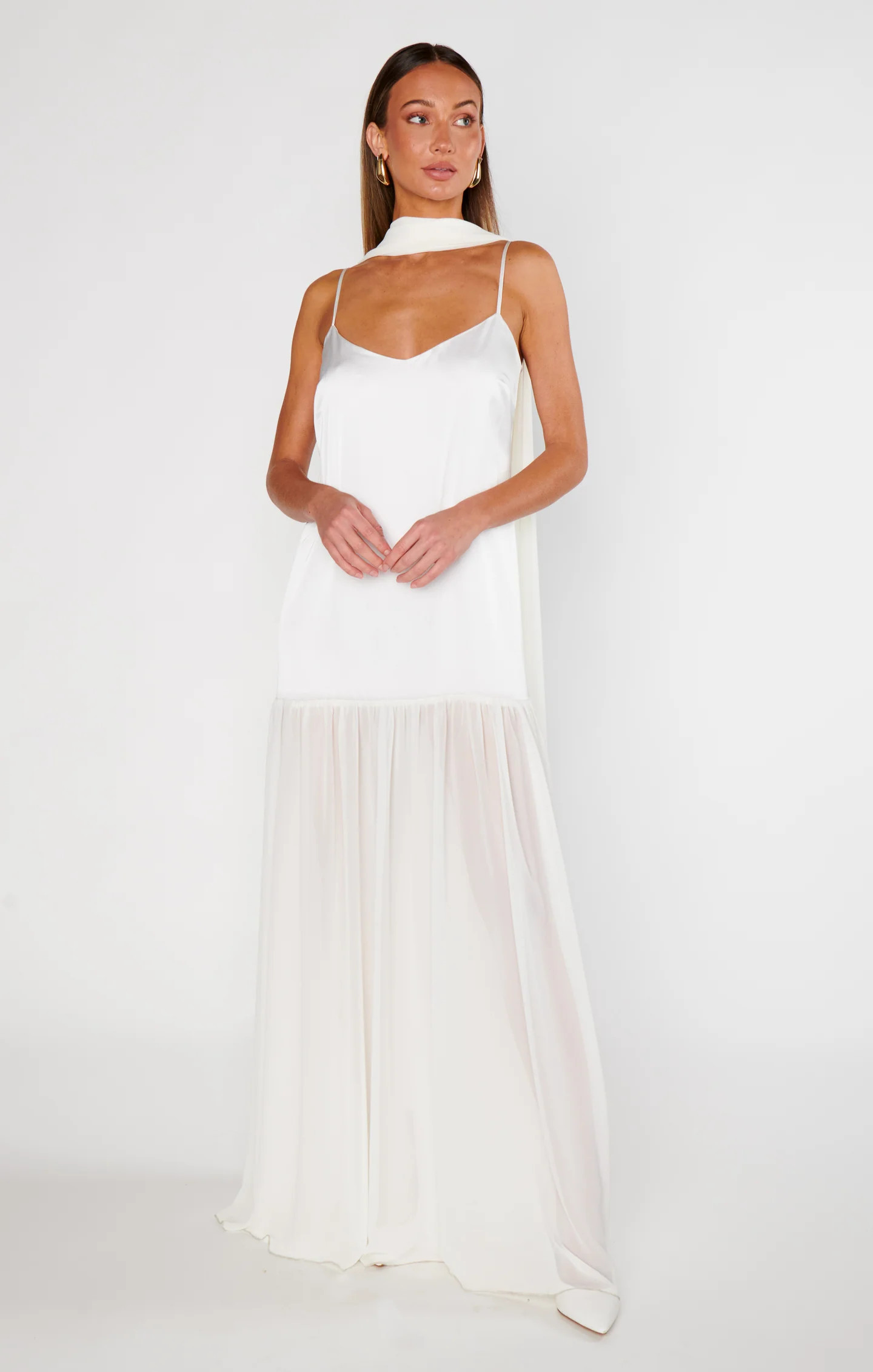 Dalia Maxi Dress ~ Ivory Luxe Satin | Show Me Your Mumu