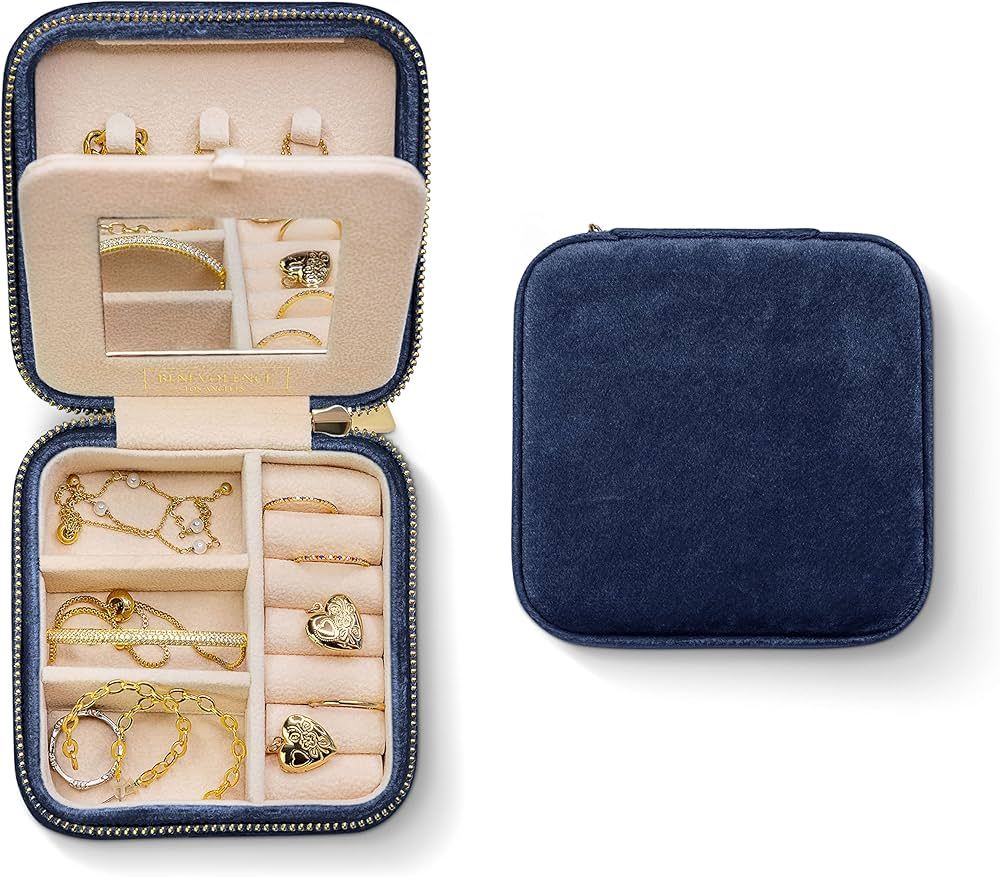 Plush Velvet Travel Jewelry Organizer Box | Travel Jewelry Case Small Jewelry Boxes for Women | J... | Amazon (US)