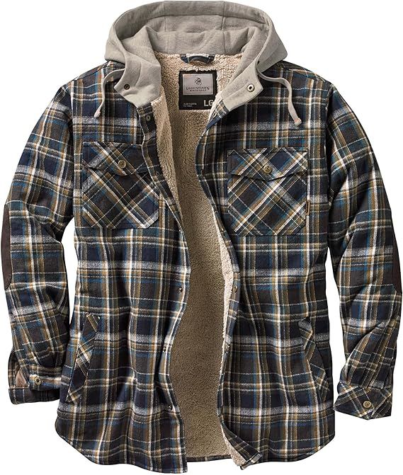 Legendary Whitetails Men's Camp Night Berber Lined Hooded Flannel Shirt Jacket | Amazon (US)