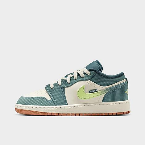 Jordan Big Kids Air Retro 1 Low SE Casual Shoes in Sea Glass/Hasta/Gum Medium Brown Size: 5.5 | JD Sports (US)