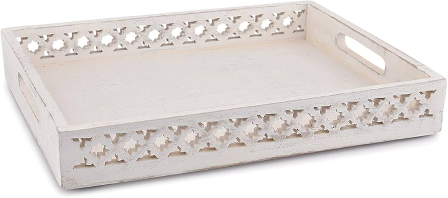 EDHAS Serving Trays Mango Wood Tray with Handles Serving Tray for Breakfast in Bed, Tea, Coffee w... | Amazon (US)