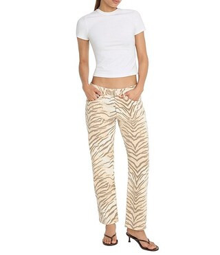 Vintage Straight Mid Rise Tiger Printed Denim Jeans | Dillard's