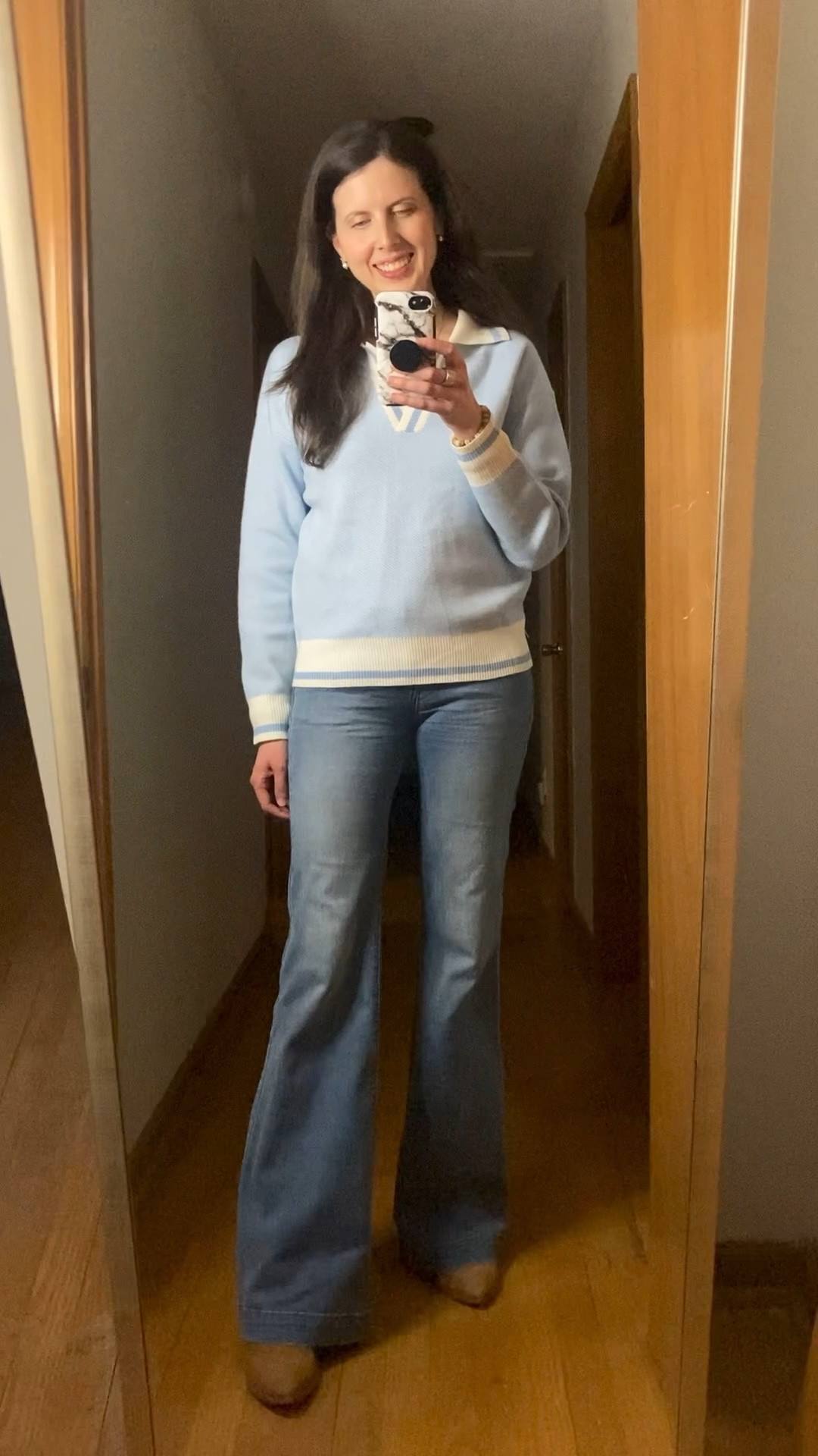 Polo sweater, wide leg jeans, tan boots 

#LTKgrwm #LTKdayinmylife #LTKootd