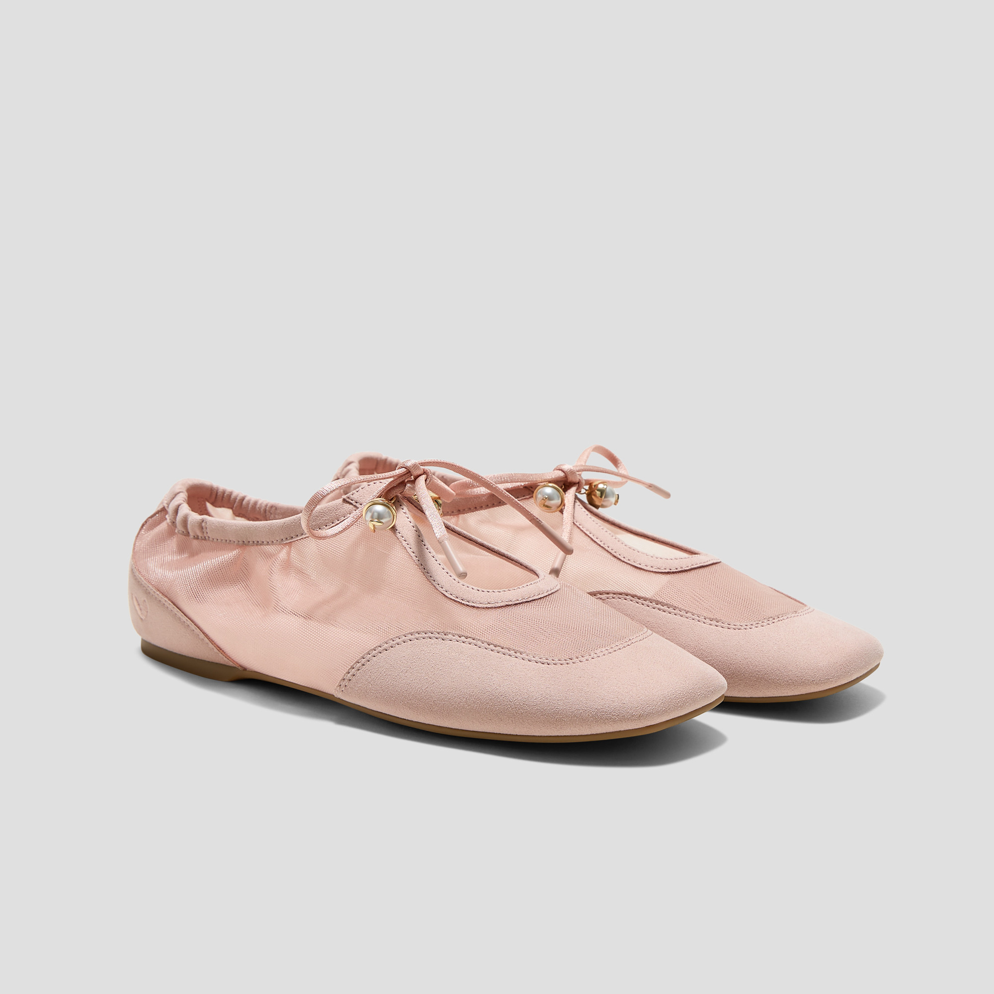 VIVAIA Square-Toe Organza Sneakerinas (Ciara)|PEACH BLUSH|US 7 | VIVAIA