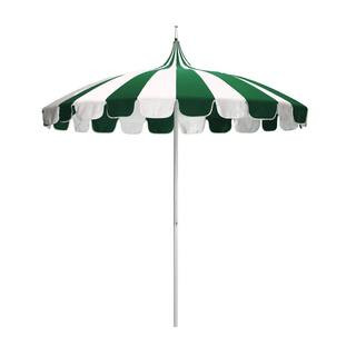 8.5 ft. White Aluminum Commercial Natural Pagoda Market Patio Umbrella with Push Lift in Forest G... | The Home Depot