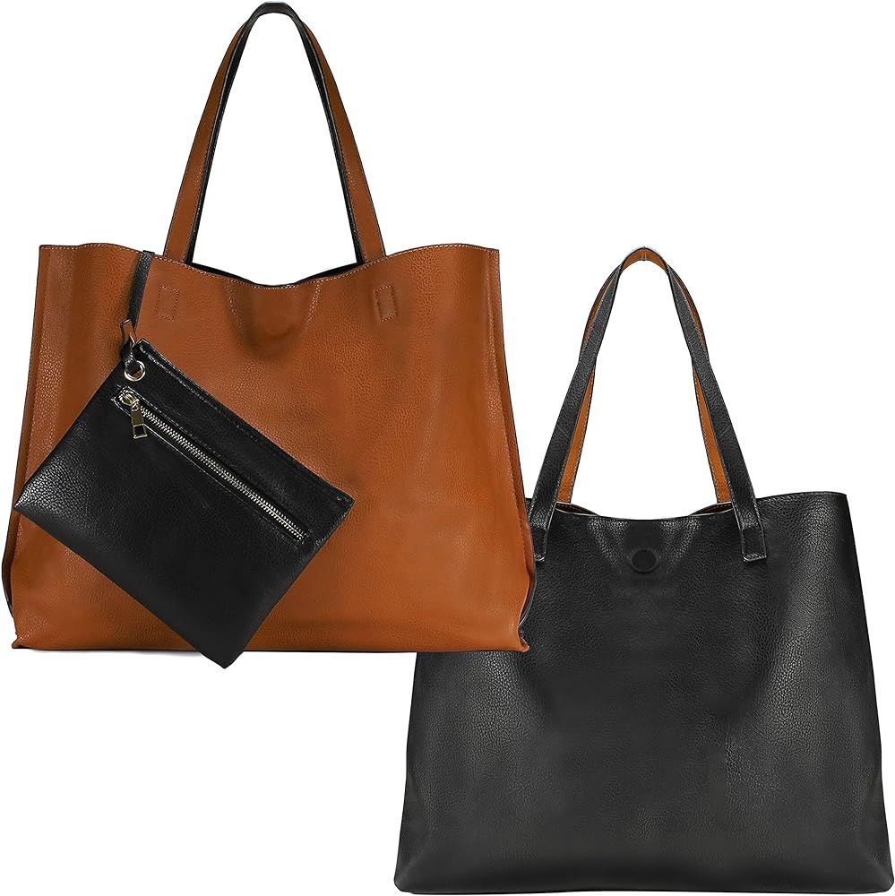 Scarleton Large Reversible Tote Bag for Women, Faux Leather Shoulder Bag, H1842 | Amazon (US)