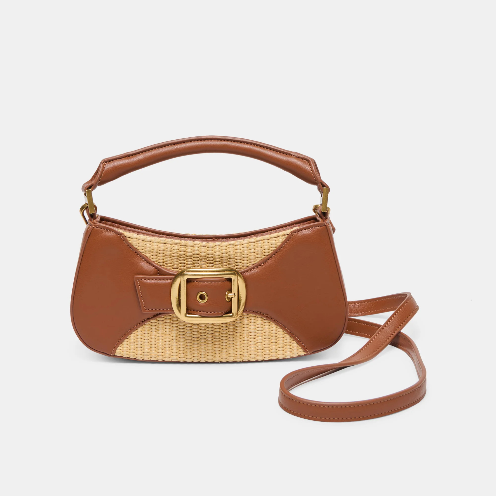 Nuala Raffia Handbag Saddle Stella | DolceVita.com
