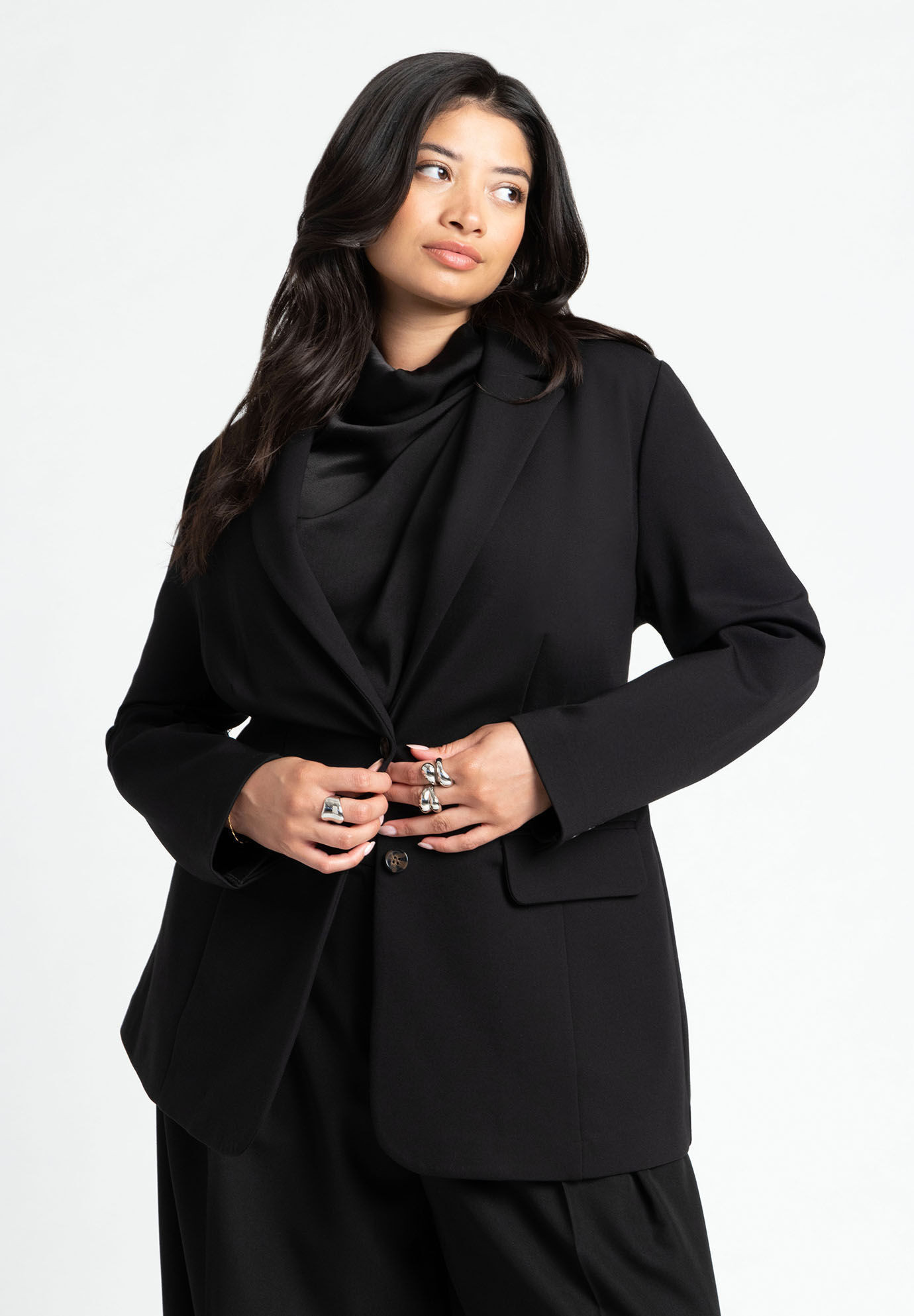 The Ultimate Stretch Long Two Button Blazer | Eloquii