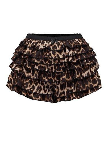 SOLY HUX Women's Y2k Leopard Print Mini Shorts Layered Ruffle Hem Low Waisted Shorts | Amazon (US)