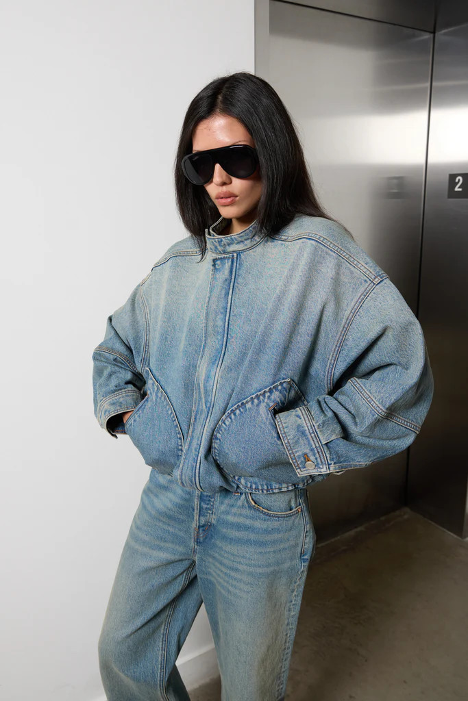 DENIM MOTO BOMBER JACKET | OAK + FORT