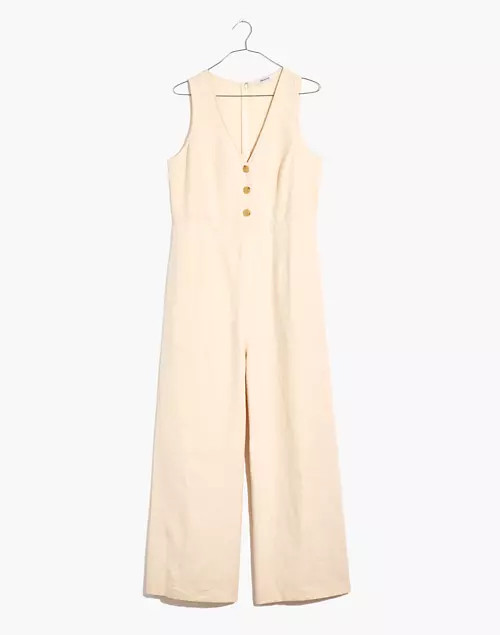 Linen-Blend Sleeveless Button-Front Jumpsuit | Madewell