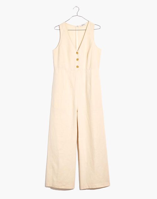 Linen-Blend Sleeveless Button-Front Jumpsuit | Madewell