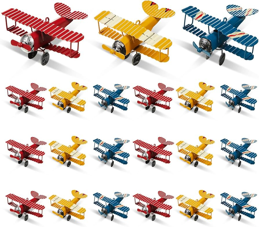 Therwen 18 Pcs Metal Airplane Decorations Vintage Airplane Ornament Hanging Iron Biplane Models R... | Amazon (US)