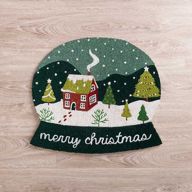 New! Merry Christmas Snowglobe Coir Doormat | Kirkland's Home