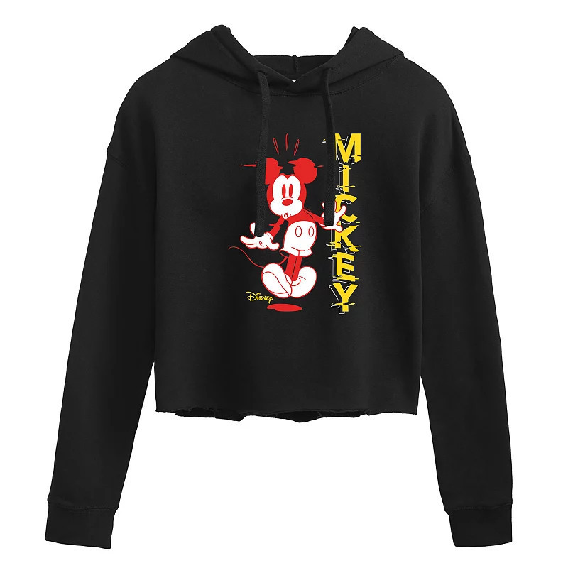 Disney's Mickey Mouse Juniors' Cropped Graphic Hoodie, Girl's, Size: Large, Black | Kohl's