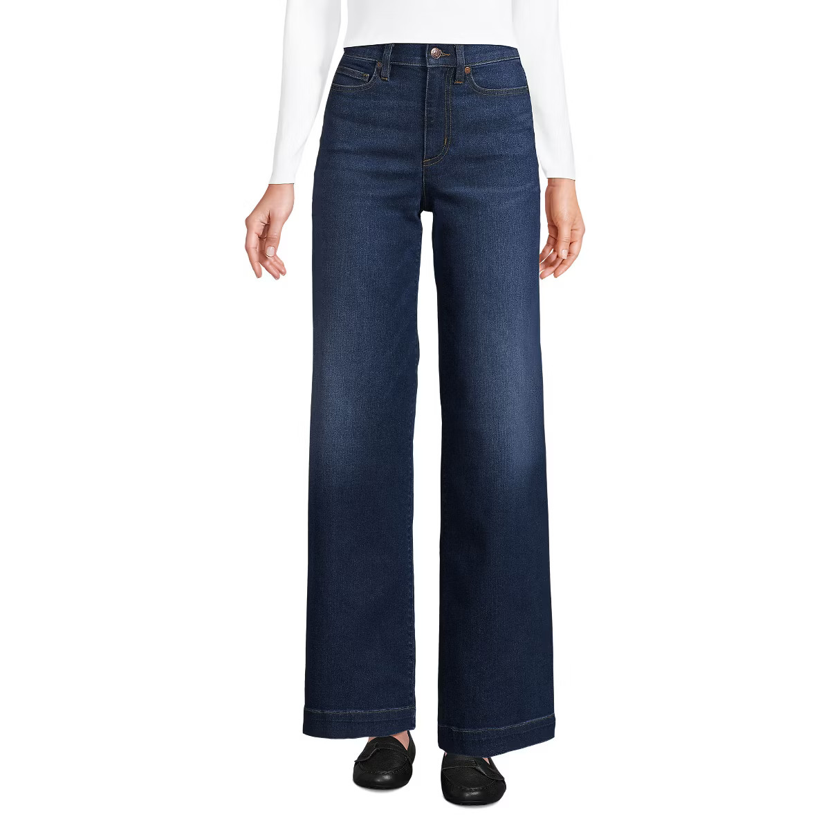 Lands' End Women's Recover High Rise Wide Leg Blue Jeans | Target
