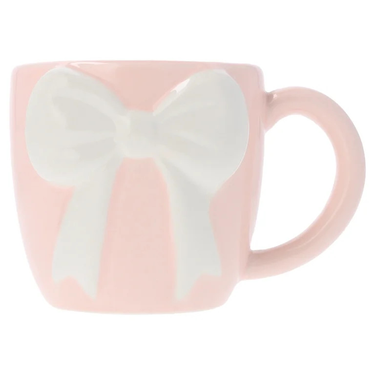 Bow Mug, White and Pink, 4" Tall, Mother's Day by Way To Celebrate | Walmart (US)