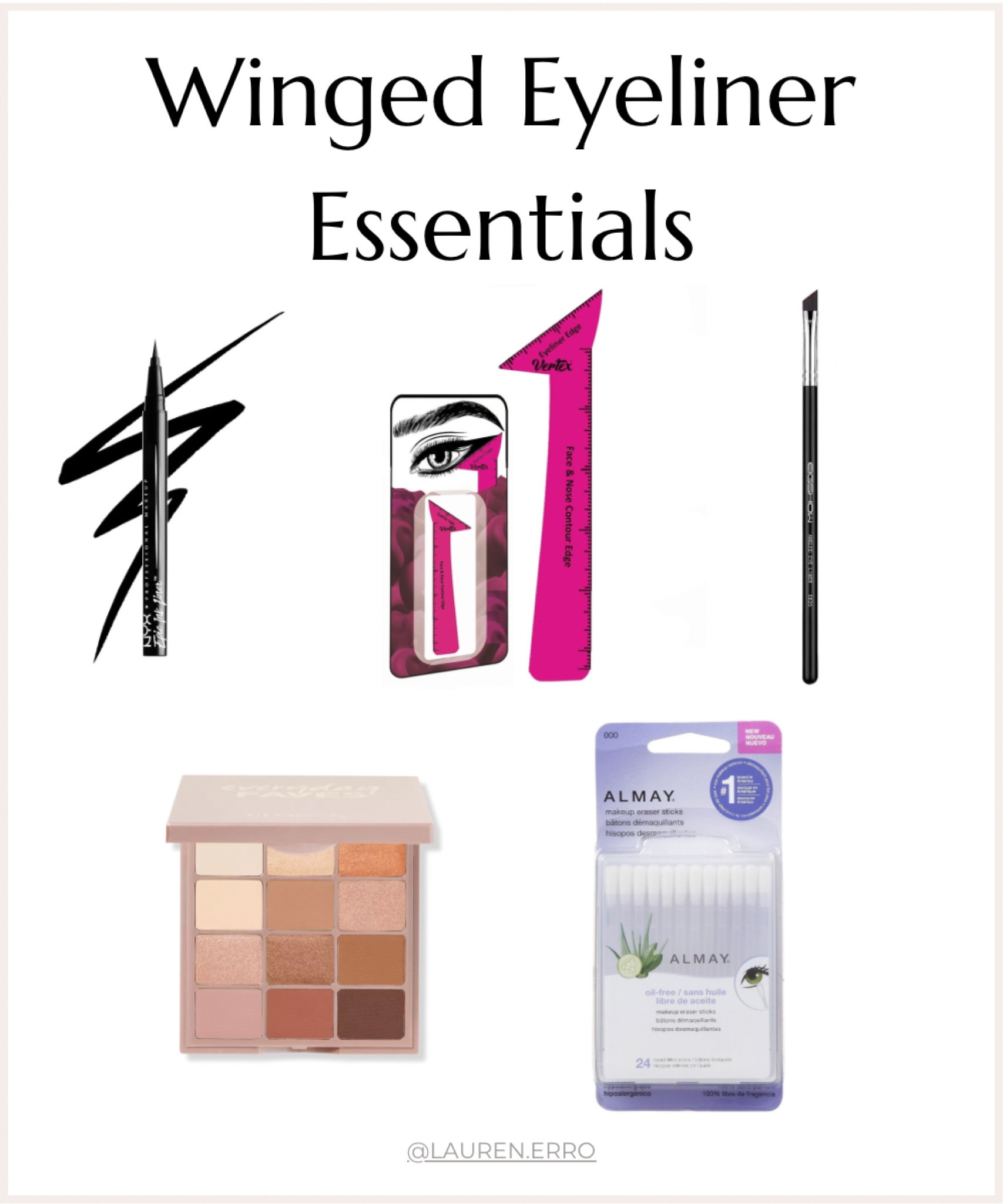 Winged eyeliner essentials!
.
.
.
Ulta, NYX, Amazon finds, winged liner, eyeshadow, eyeliner, Almay, eyeliner tool, q tips


#LTKfindsunder50 #LTKbeauty #LTKU