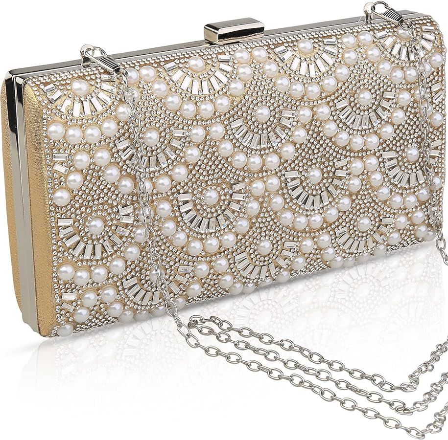 Fashion Party Evening Handbags Pearl Clutch Purses For Women & Girls | Amazon (US)