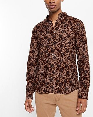 Slim Floral Stretch Flannel Shirt | Express
