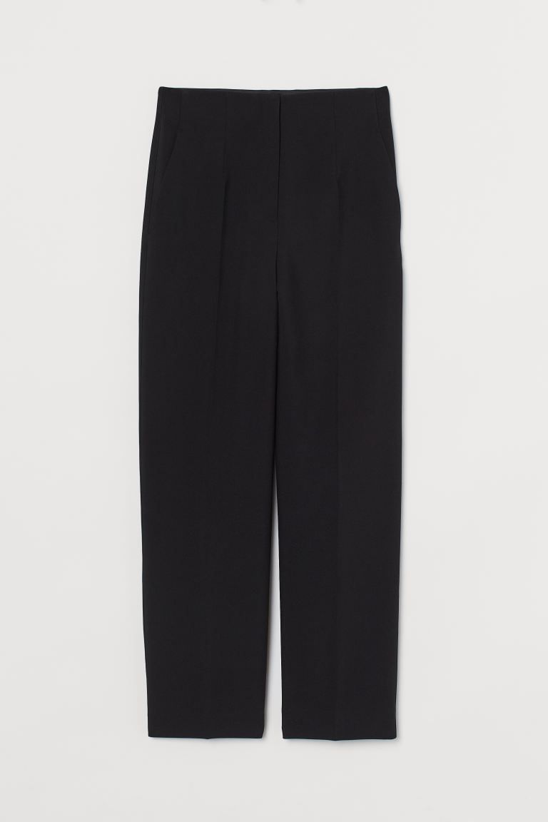 Ankle-length pants in woven fabric. High waist, concealed, elasticized waistband, and zip fly wit... | H&M (US + CA)