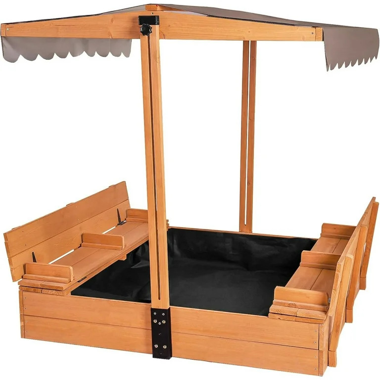 Morgete 47'' Outdoor Sandbox for Kids with Lid and Bench, Wooden Sand Play Toys Center | Walmart (US)
