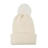 Hadley Wren Women's Plush Knit Pom Beanie, Cream, One Size | Amazon (US)