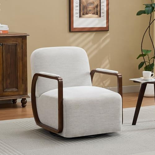 CACFTII 32" Chenille Upholstered Swivel Accent Chair, 360° Rotating Metal Base Modern Lounge Cha... | Amazon (US)
