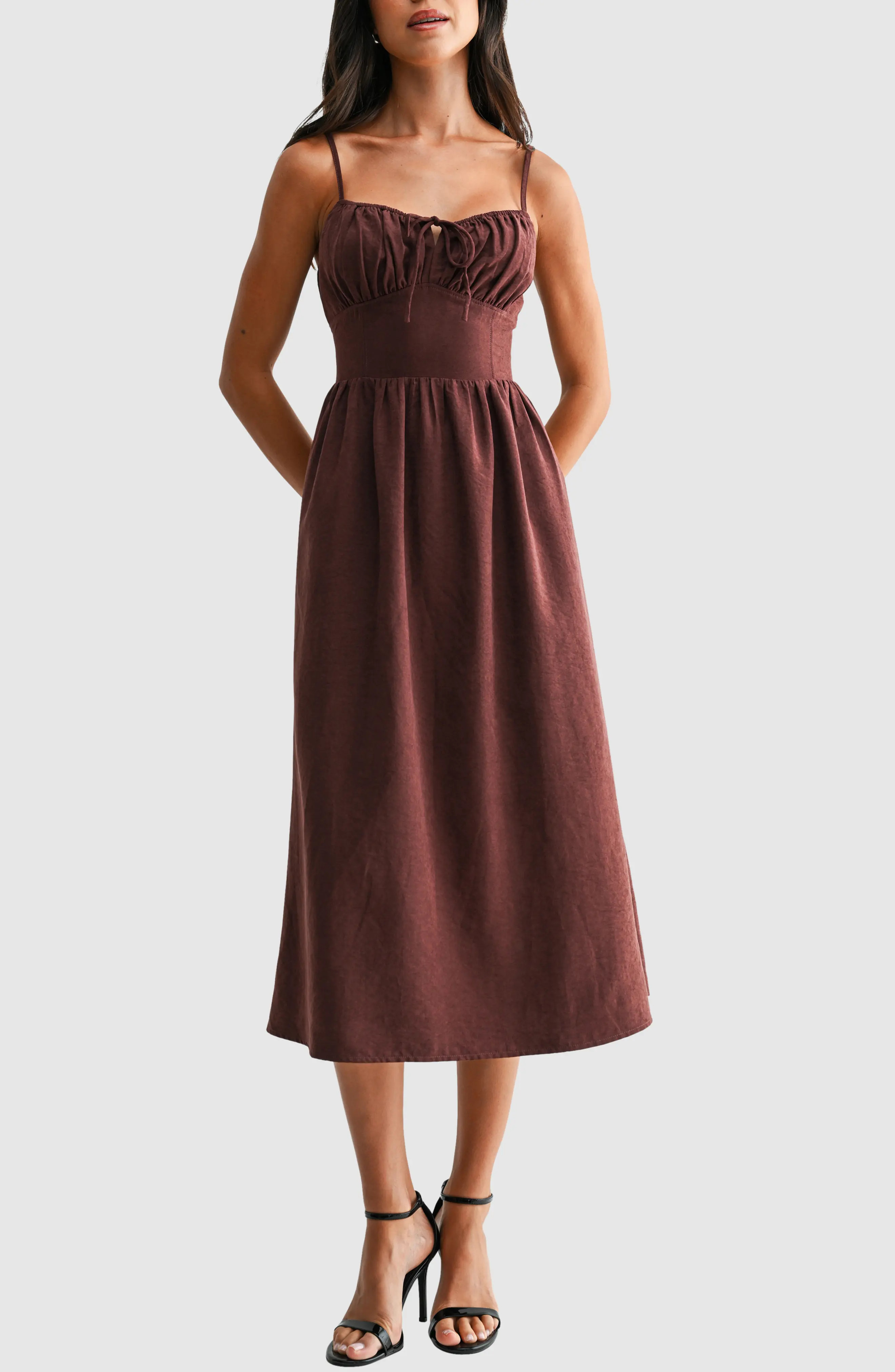All in Favor Faux Suede Drop Waist Midi Dress (Women) | Nordstrom | Nordstrom