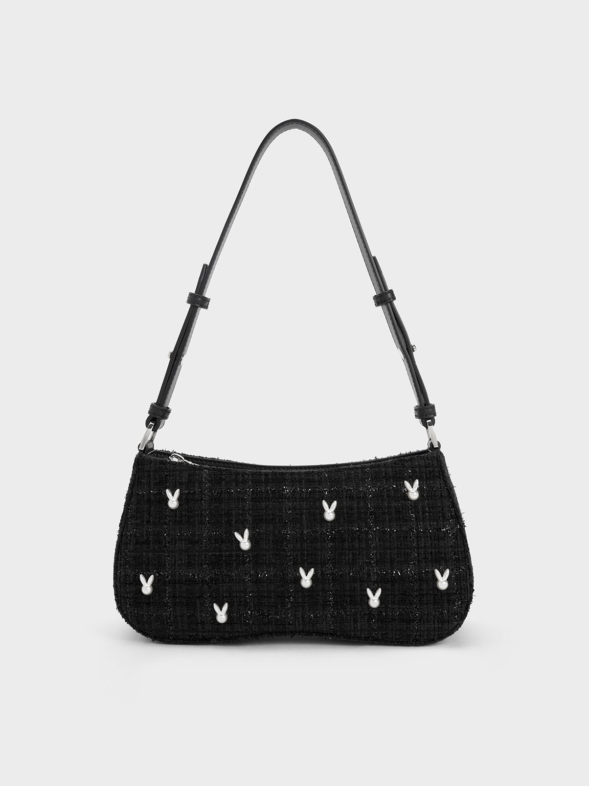 Black Bunny Tweed Shoulder Bag | CHARLES & KEITH | Charles & Keith US