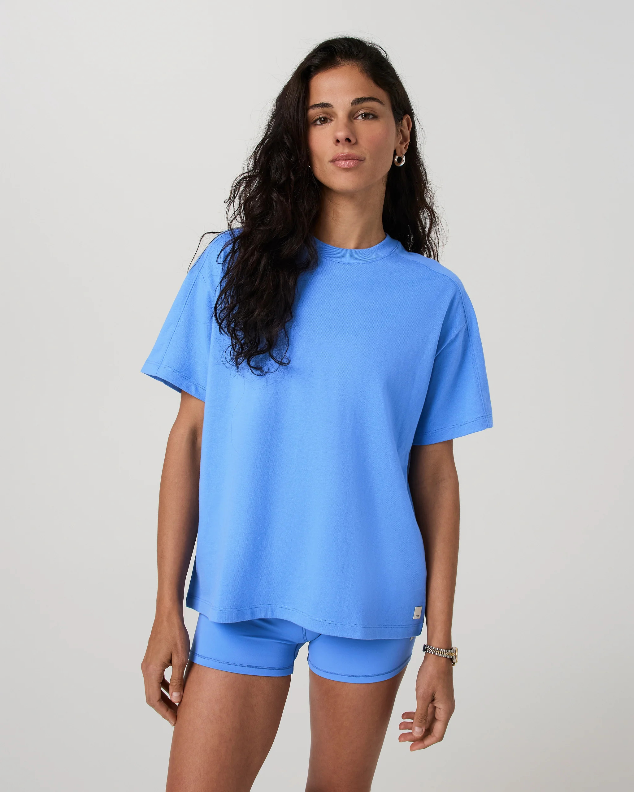 Short Sleeve Heavyweight Oversized Cotton Tee – Riviera Blue – Tops – Vuori | Vuori Clothing (US & Canada)