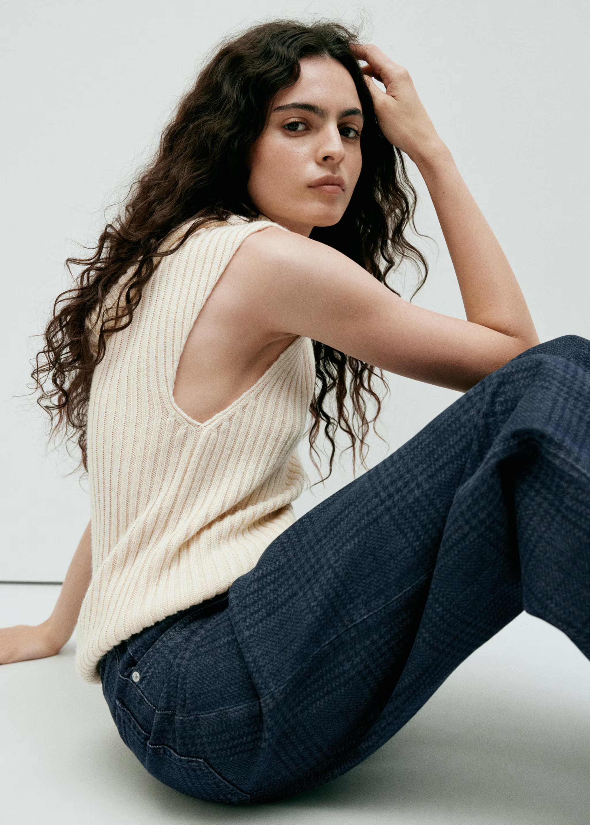 Wide-leg checked jeans | Mango (US/MX/AU)