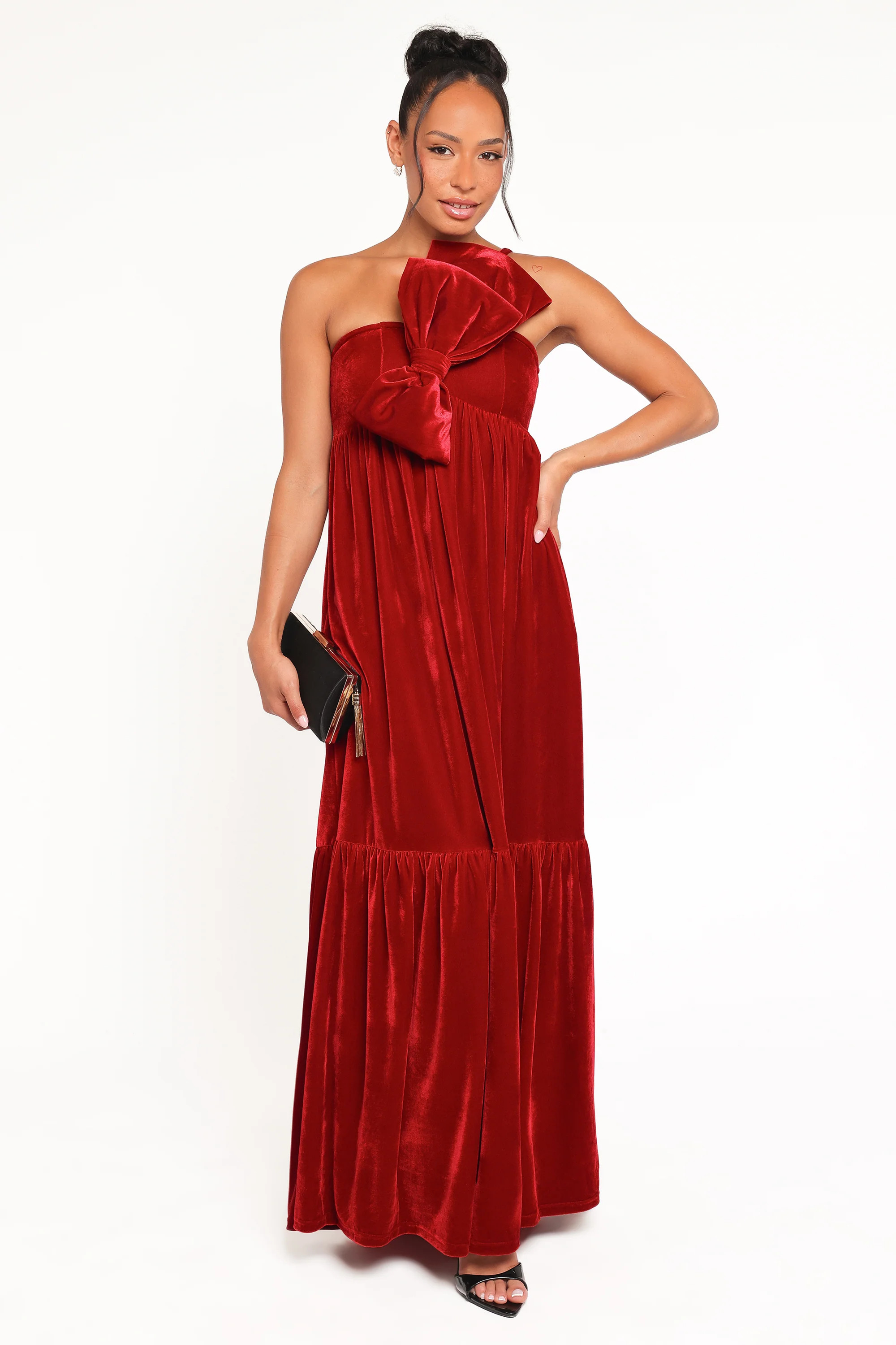 Betina Bow Front Maxi Dress - Red Velvet | Petal & Pup (US)