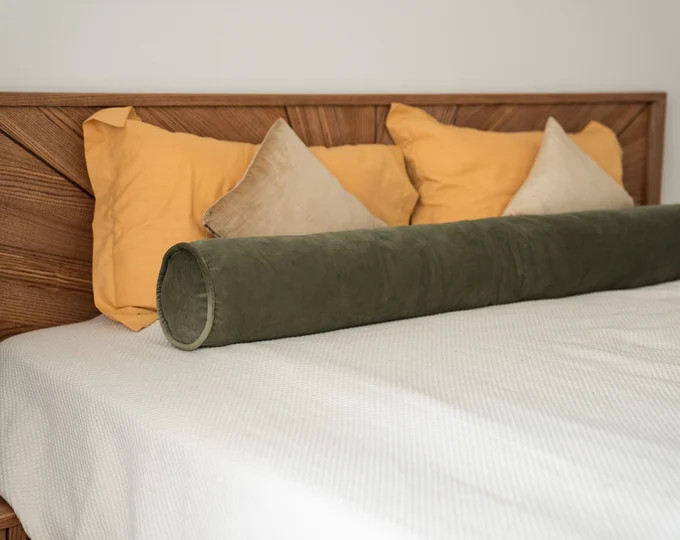 Monogram Velvet Bolster Pillow: Customizable Bedroom Decor, Luxury Throw Cushion - Etsy | Etsy (US)